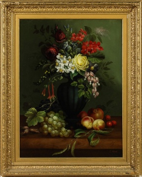 Edwin Steele (English, 1837-1898) Victorian Floral and Fruit Still Life