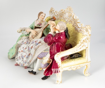 Meissen Figurine of a Man and Woman Playing Musical Instruments