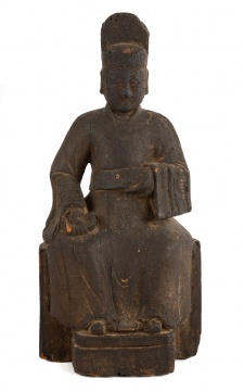 Early Chinese Carved Wooden Court Figure