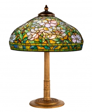 Rare Tiffany Studios, New York White Peony Table Lamp