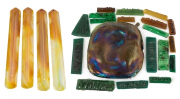 Group of Tiffany Studios, New York Glass Pieces and Glass Prisms