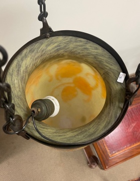 Art Nouveau “Pâte de Verre” Art Glass Candelier