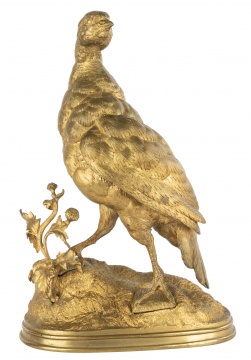 Ferdinand Pautrot (French, 1832-1874) Gilt Bronze Partridge