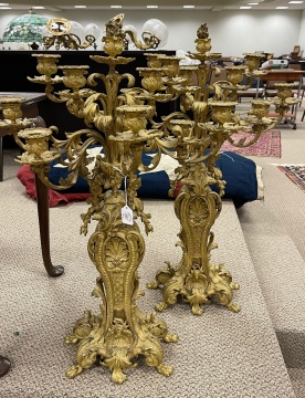 Pair of Large 19th Century Gilt Bronze Candelabras