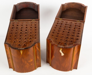 Pair of Georgian Inlaid Mahogany Knife Boxes