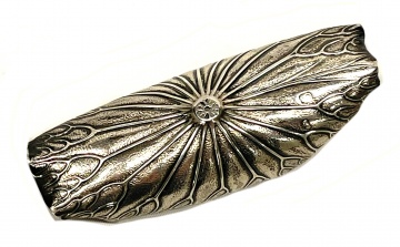 Japanese Sterling Silver Lily Pad with Frog Cabinet Piece