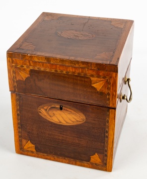 Inlaid 4 Bottle Liquor Cabinet