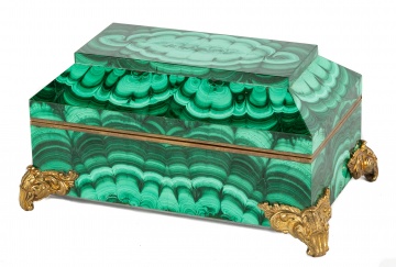 Malachite Jewelry Box with Brass Mounts