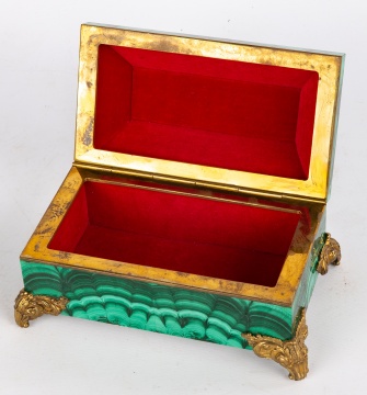Malachite Jewelry Box with Brass Mounts