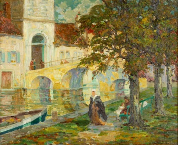Ossip Linde (American, 1871-1940) Canal Scene