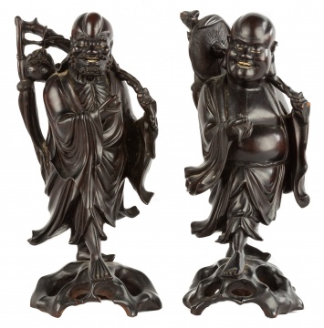 Chinese Carved Hardwood Scholarly Figures
