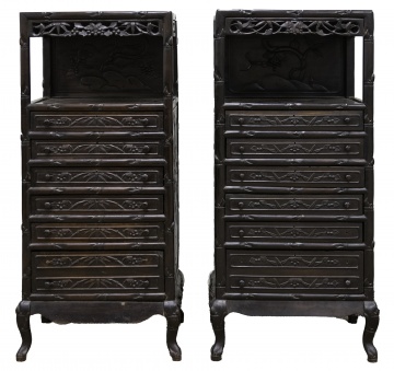 Pair of Chinese Hardwood Cabinets