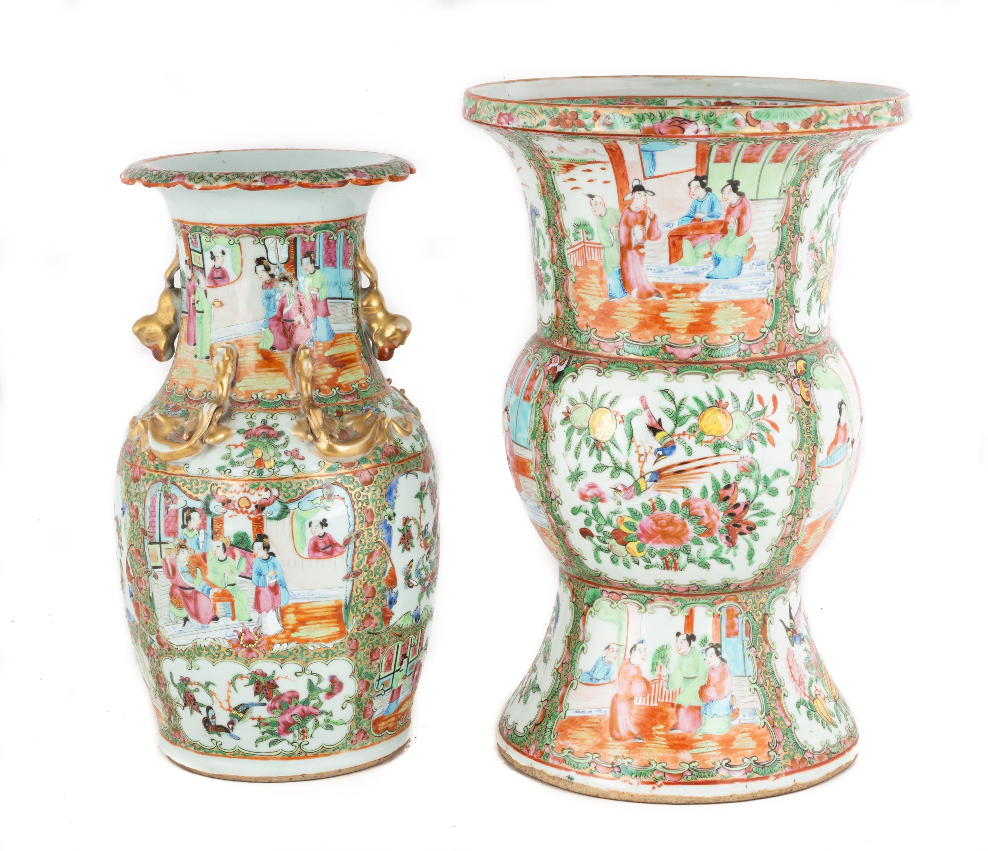 (2) Chinese Rose Medallion Vases Cottone Auctions