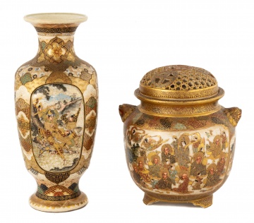 Vase and Potpourri Jar Satsuma Pieces