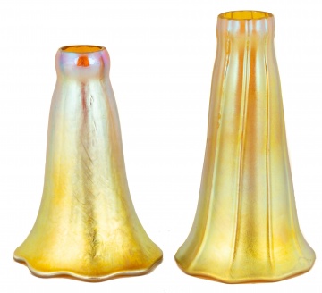 (2) Art Glass Lily Shades