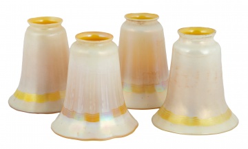 (4) Decorated Art Glass Shades