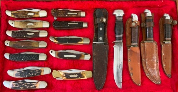 Group of Knives with Display Case