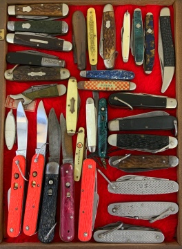 Collection of Folding Pocket Knives with Case