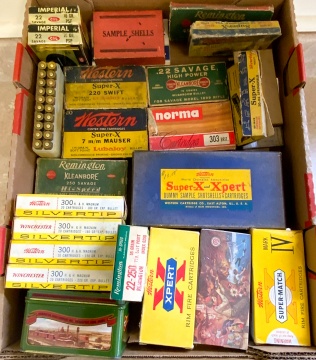 Group of Misc. Rifle Ammunition & Two Western Salesman Samples