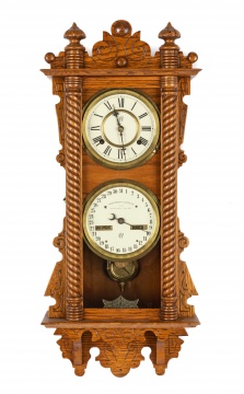 Waterbury Clock Co. Double Dial Calendar Clock