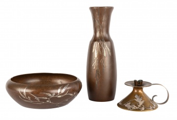 Heintz Art Vase, Bowl and Chamber Stick