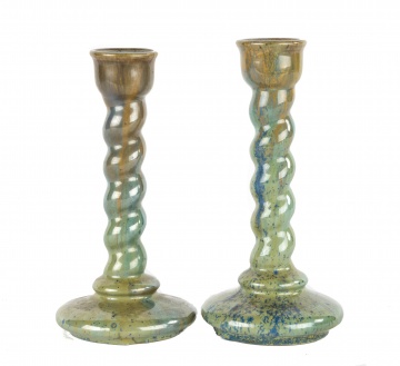 Pair of Fulper Pottery Candlesticks