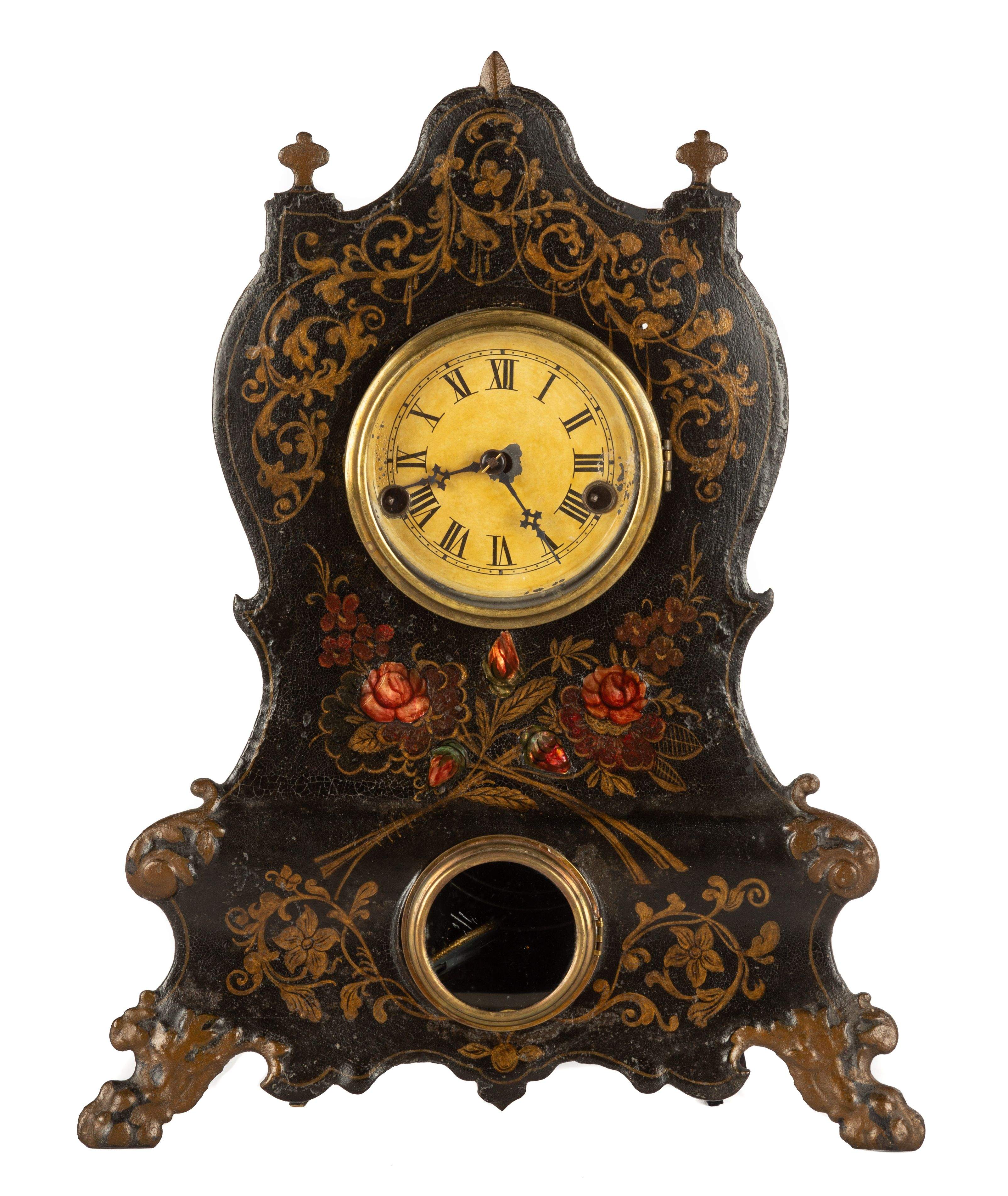 Painted Iron Front Shelf Clock | Cottone Auctions
