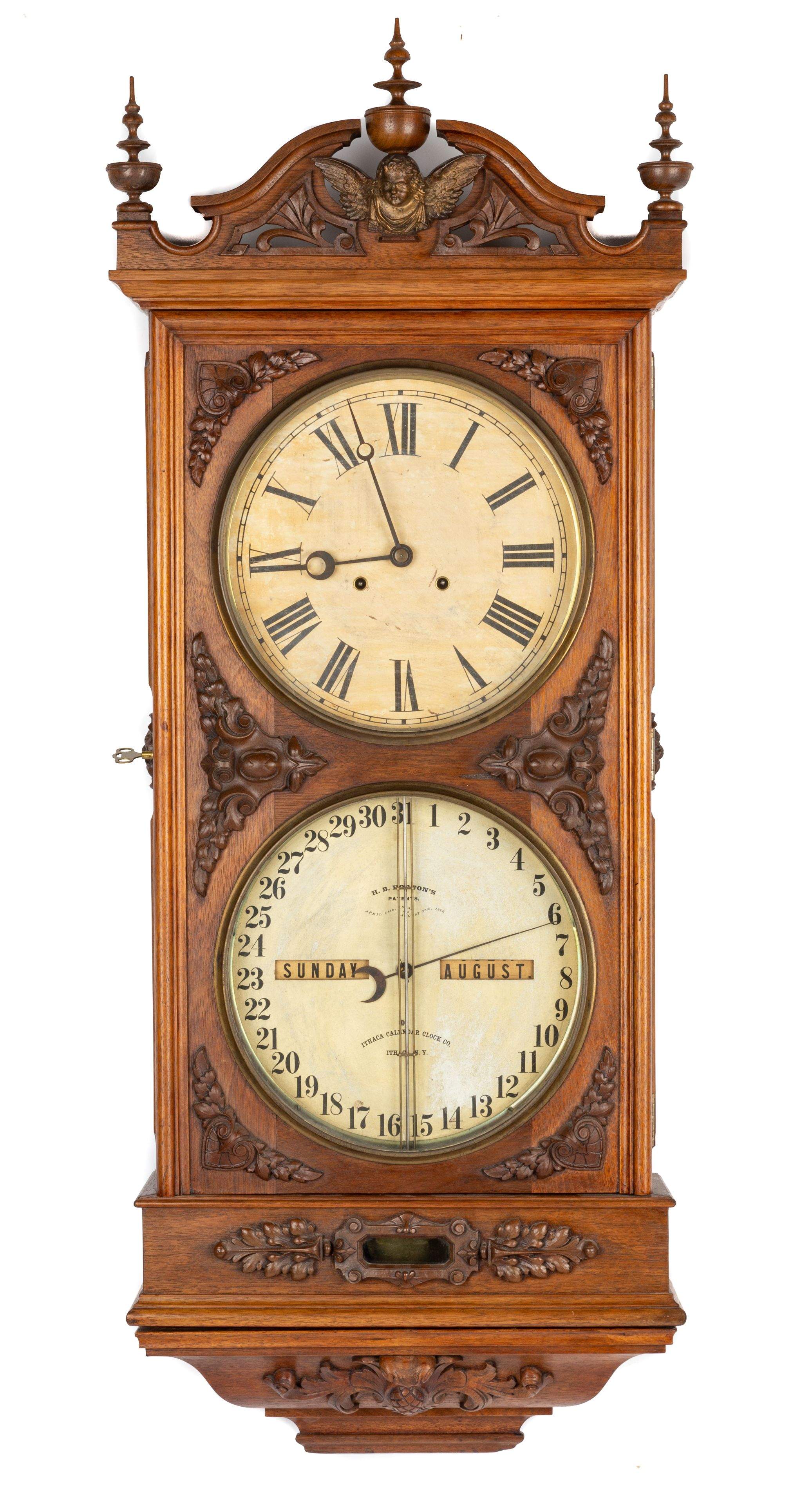 ithaca-regulator-no-1-wall-calendar-clock-cottone-auctions