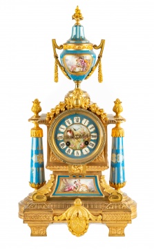 French Porcelain and Gilt Brass Shelf Clock