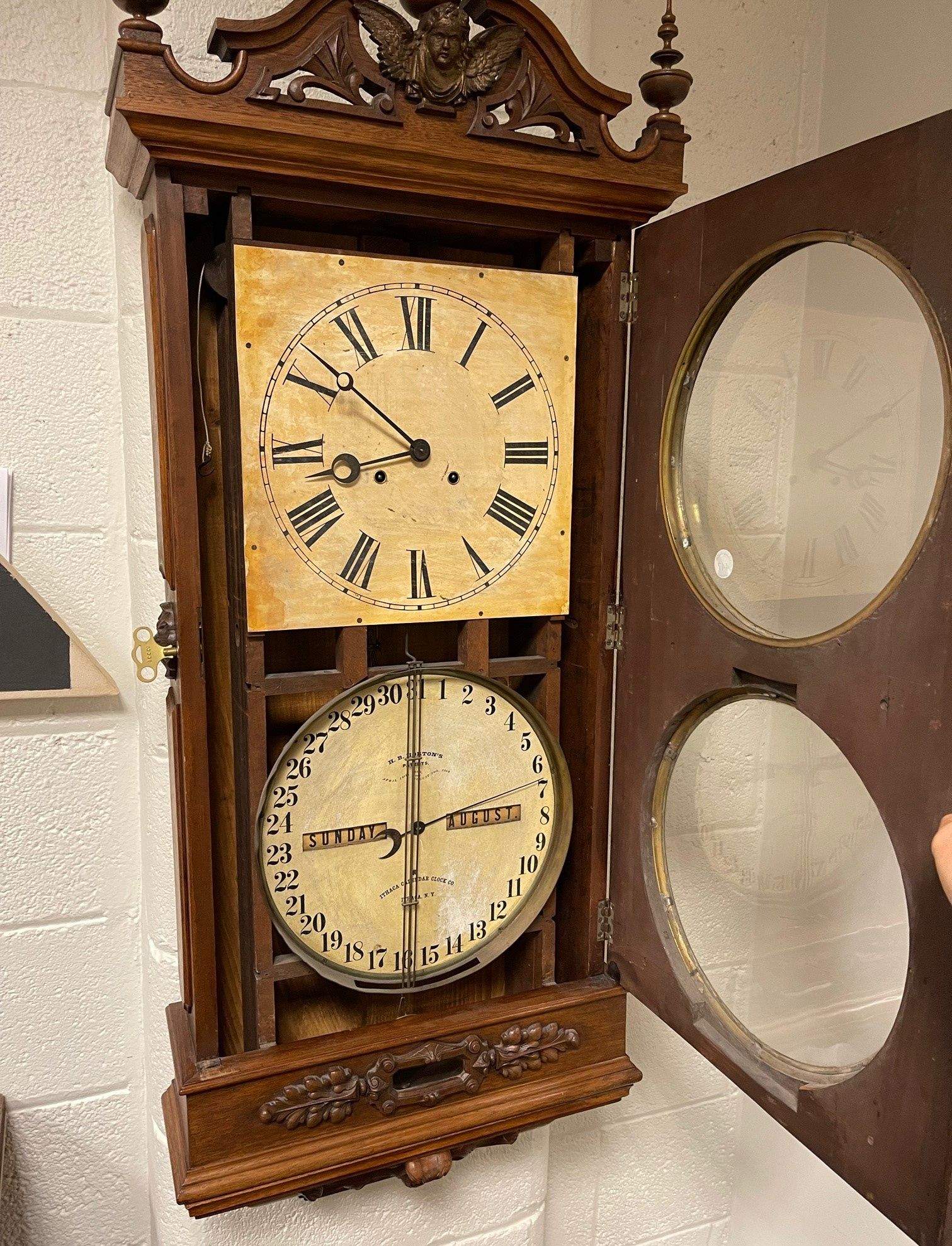 ithaca-regulator-no-1-wall-calendar-clock-cottone-auctions