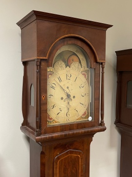 American Hepplewhite Inlaid Mahogany Tall Case Clock