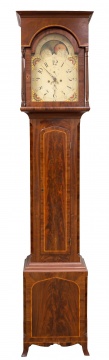 American Hepplewhite Inlaid Mahogany Tall Case Clock