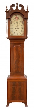 American Hepplewhite Mahogany Tall Case Clock