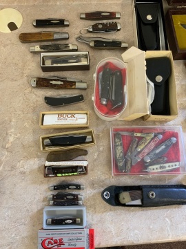 Group of Fixed Blade, Folding Knives, Advertising Knives
