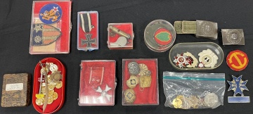 Group of Metals, WWI Items and Belt Buckles