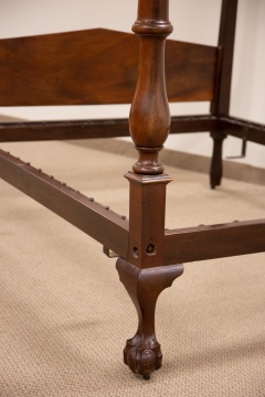 American Chippendale Mahogany Claw and Ball Foot Four Post Bed