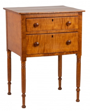 Country Sheraton Tiger Maple Two Drawer Stand