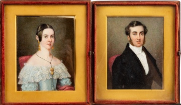 Pair Cased Miniature Painted Portraits