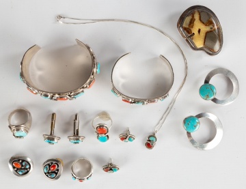 Group of Navajo Silver Jewelry by Effie Calavaza