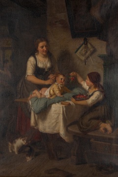 Rudolf Epp (German, 1834-1910) Mother and Children with Kitten