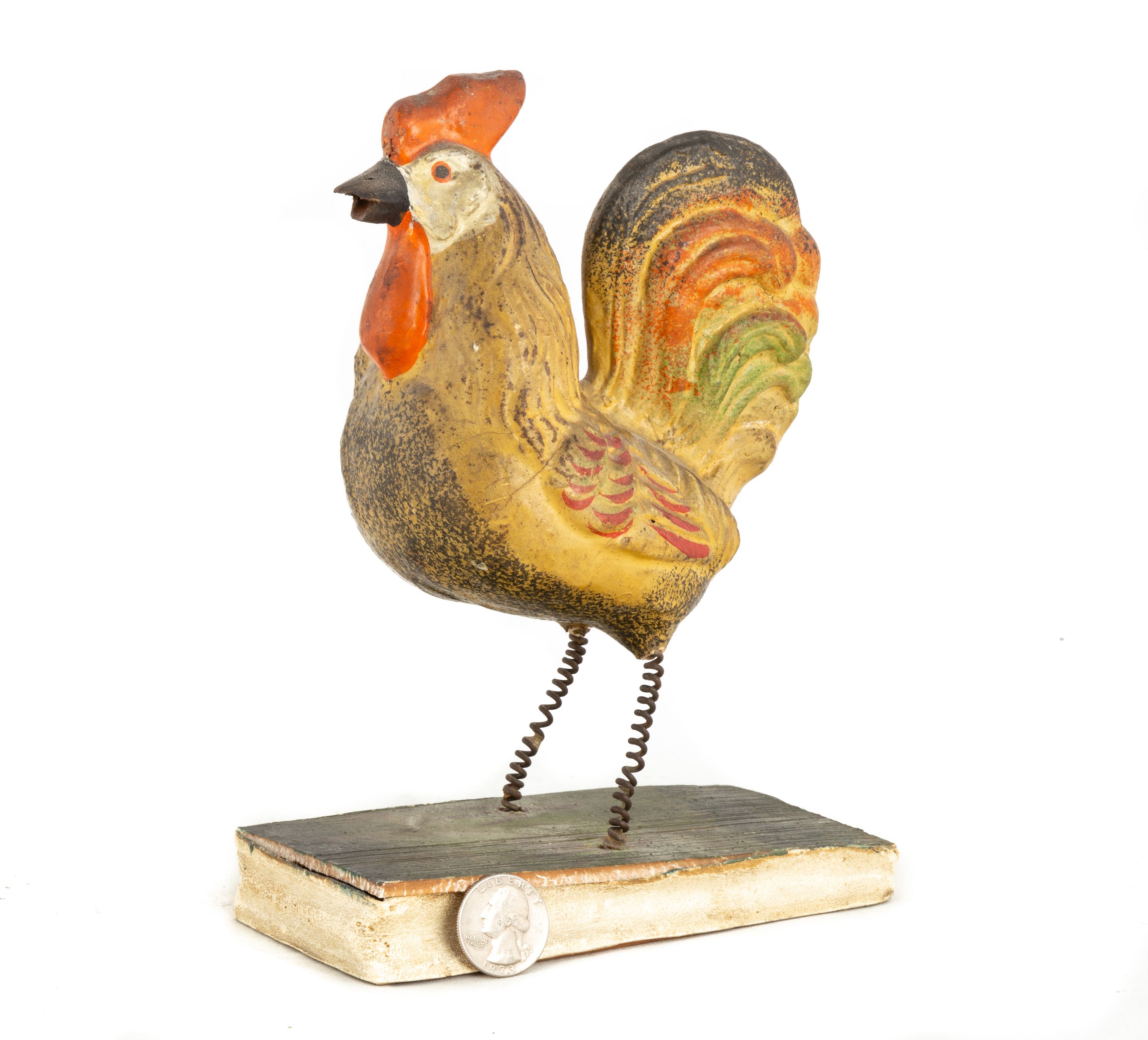 Large Paper Mâché Hand Painted Rooster Squeak Toy | Cottone Auctions