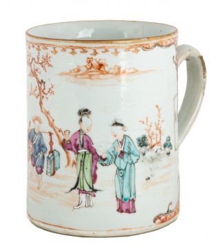 Large Chinese Export Hand Painted Tankard