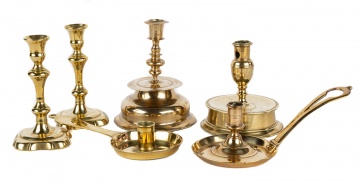 Group Early Brass Candle Holders