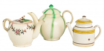 Three Early Creamware Diminutive Teapots
