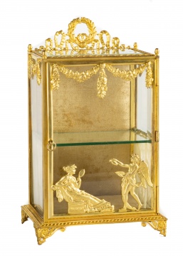 French Gilt Brass Jewelry Cabinet