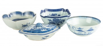 Three Chinese Canton Bowls & Covered Dish