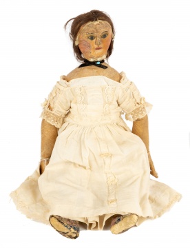 19th Century Oil Cloth Doll