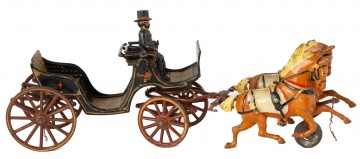 Cast Iron Toy Horse Drawn Carriage and Rider