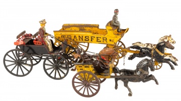 (3) Cast Iron Horse Drawn Carriages