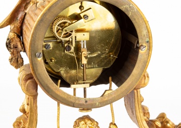 French Gilt Metal Swinging Pendulum Shelf Clock